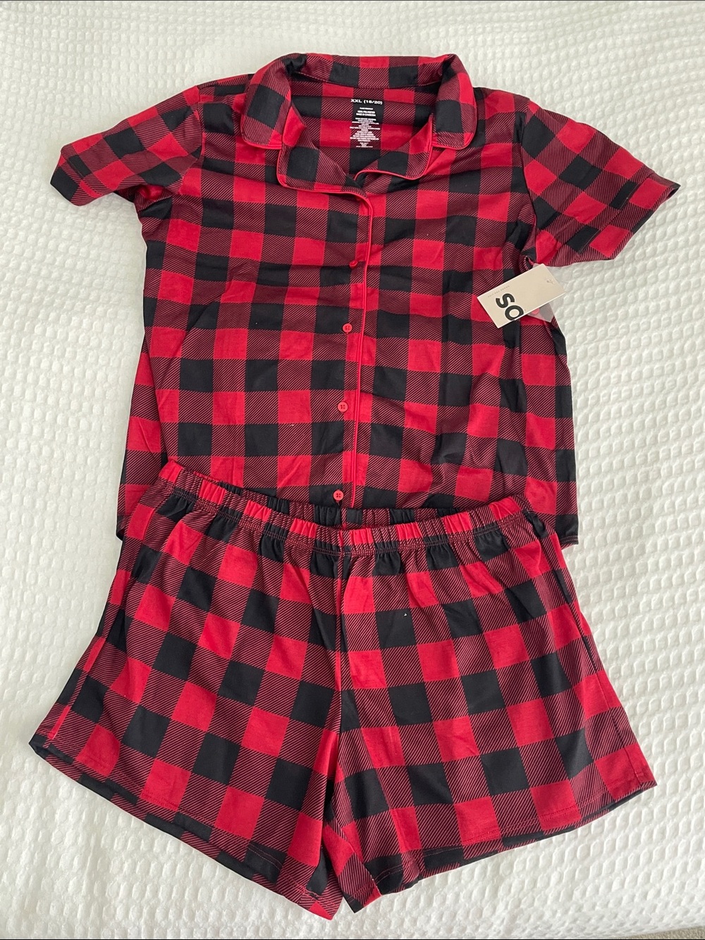 SO Red and Black Buffalo Plaid Short Pajama Set